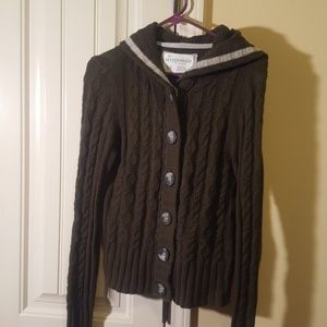 Olive green hooded sweater jacket